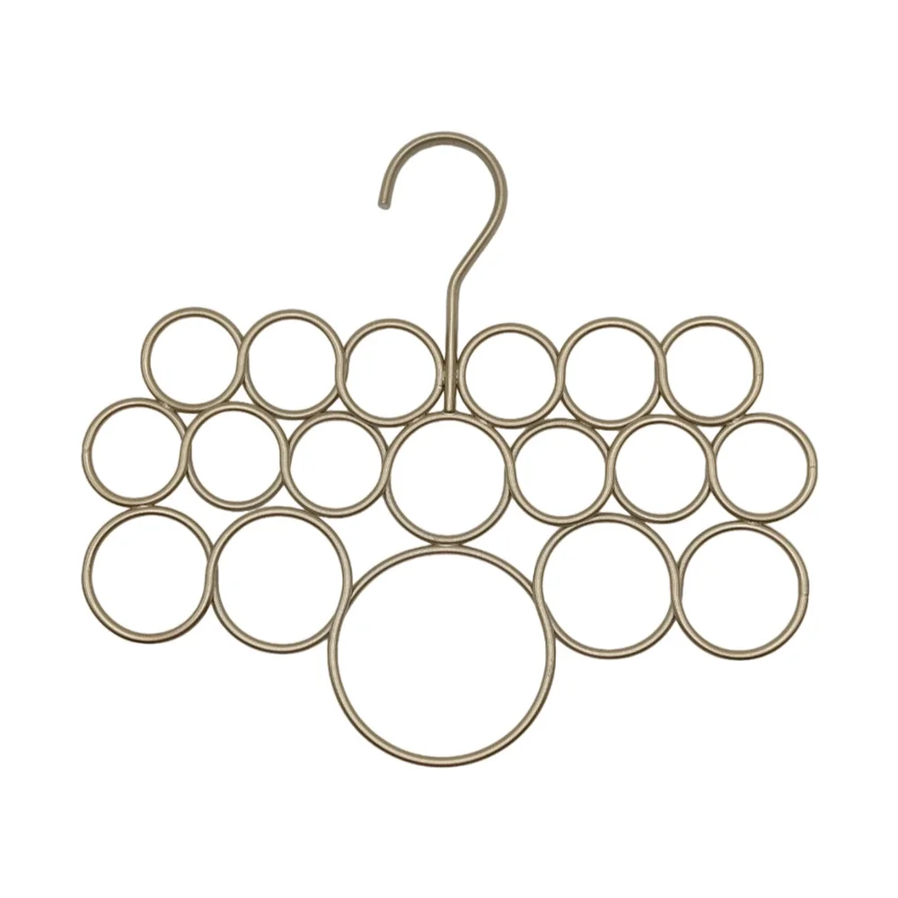 iDesign Scarf Holder 18 Ring Hanging Closet Organizer Champagne Tie Belt Rack